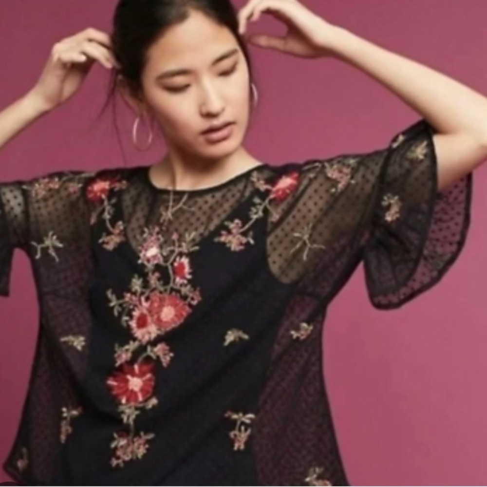 Anthropologie Maeve embroidered blouse